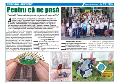 Revista „NATURA”: Totalurile Concursului Național „Acționeză asupra CO2”